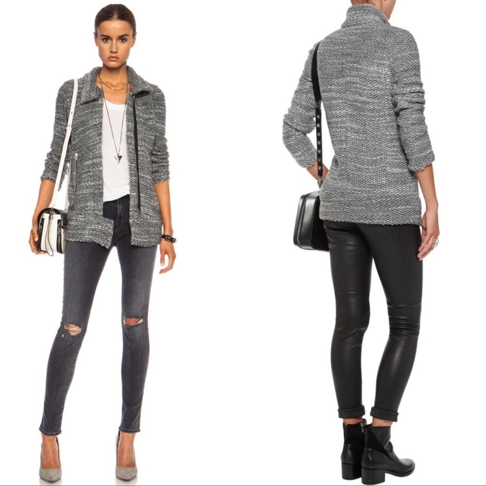 IRO - Ajuma Moto Jacket sweater biker zip up, Size 40 US size 6-8. - Picture 2 of 6